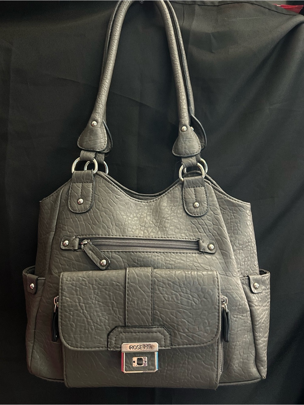 Rosetti Gray Textured Tote Shoulder Bag for Women
